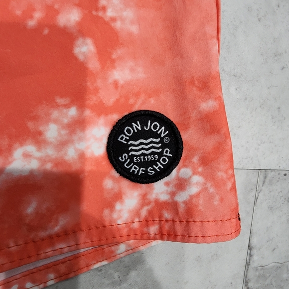 Ron Jon Surf Shop Mens Board Shorts Size 33 Swim Trunks Tie Orange - Picture 3 of 6